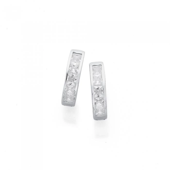 Sterling Silver Cubic Zirconia Huggies