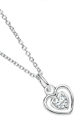 Sterling Silver Delicate Heart Frame Cubic Zirconia Pendant