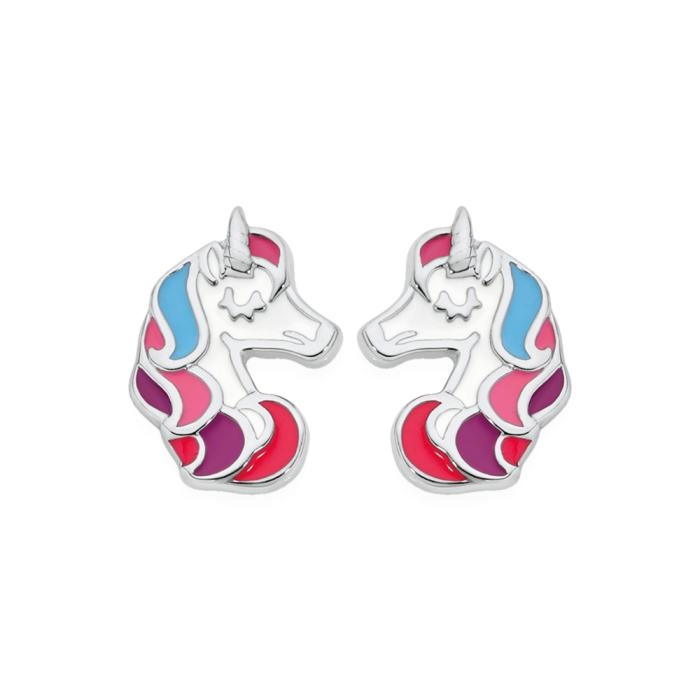 Sterling Silver Enamel Multi-colour Unicorn Head