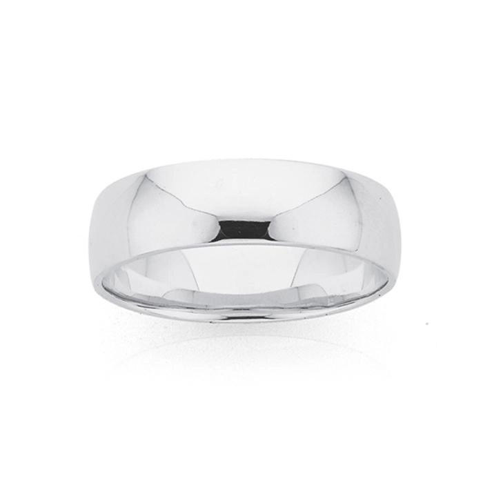 Sterling Silver Gents 6mm Light Half Round Wedder