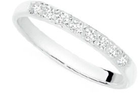 Sterling  Silver Light Weight Cubic Zirconia Band Ring