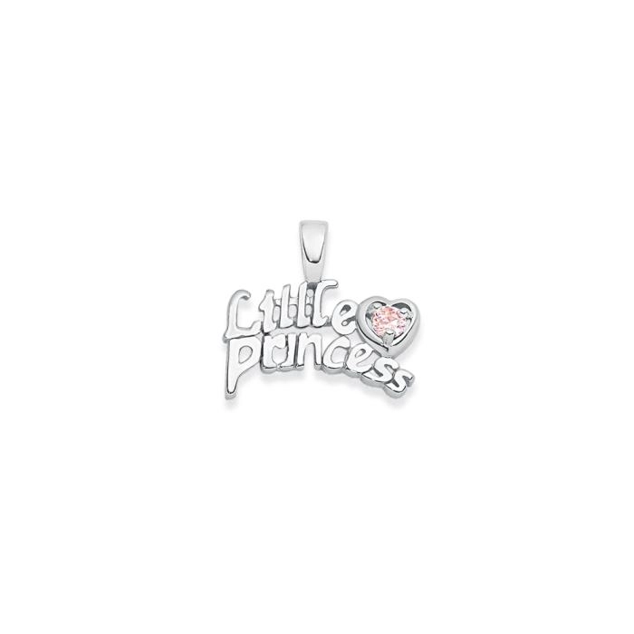 Sterling Silver Pink Cubic Zirconia Little Princess Pendant