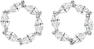 Sterling Silver Radial Marquise Cubic Zirconia Studs