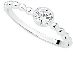 Sterling Silver Round Bezel Cubic Zirconia Friendship Ring