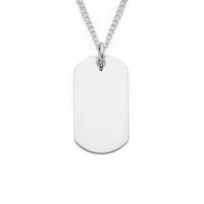 Sterling Silver Small Plain Dog Tag Gents Pendant