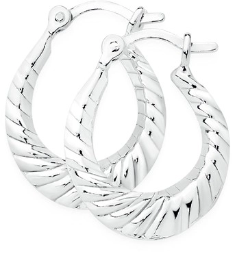 Sterling  Silver Small Twist Pattern Creole Earrings