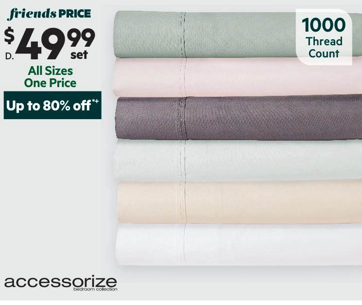 Accessorize 1000 Thread Count Cotton Rich Sheet Set White