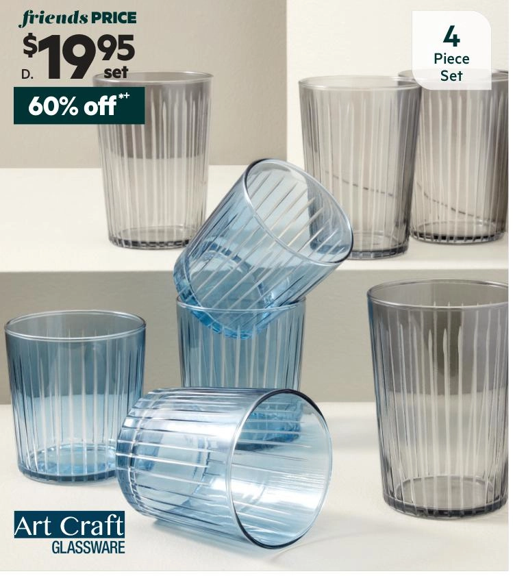 Artcraft Sicillia 380 ml Tumblers 4 Pack Blue