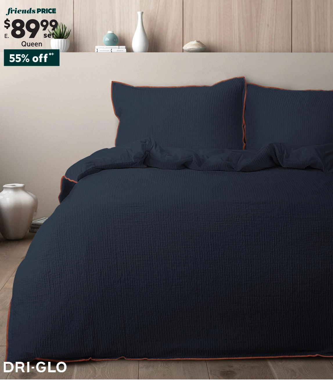 Dri Glo Ashton Quilt Cover Set Denim