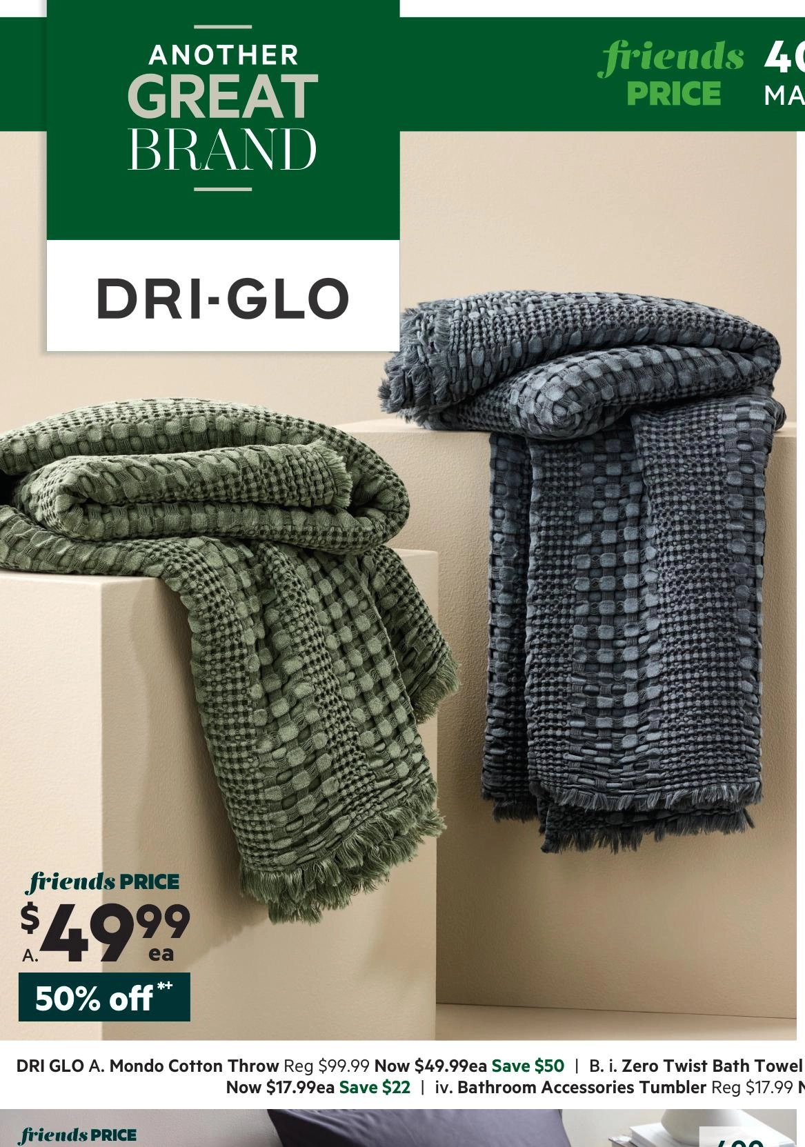 Dri Glo Mondo Throw Forest Green 130 x 170 cm