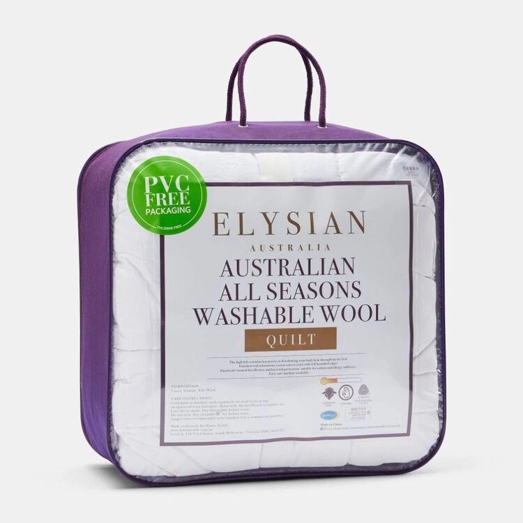 Elysian 350 GSM Australian Wash Wool Quilt White Queen