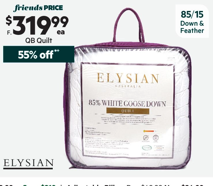 Elysian 85/15 White Goose Down & Feather Quilt