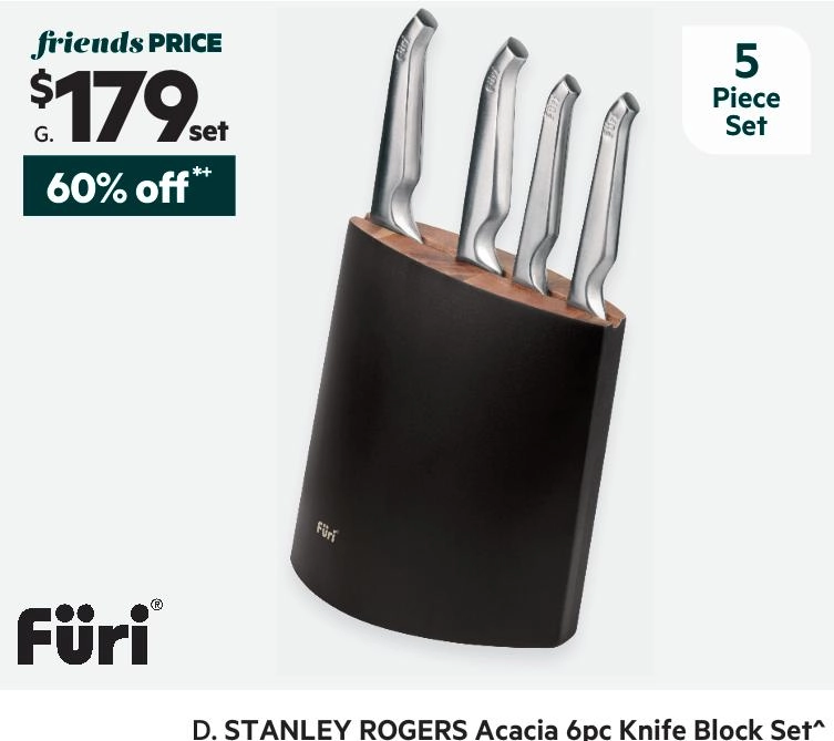 Furi Pro 5-Piece Angular Knife Block Set