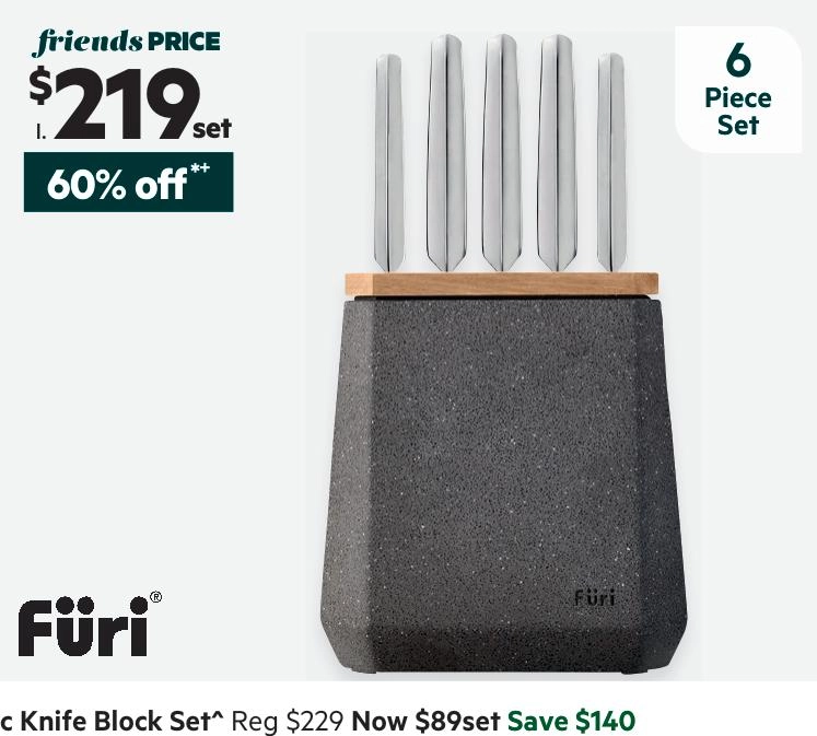 Furi Stone 6-Piece Knife Block Set Flint