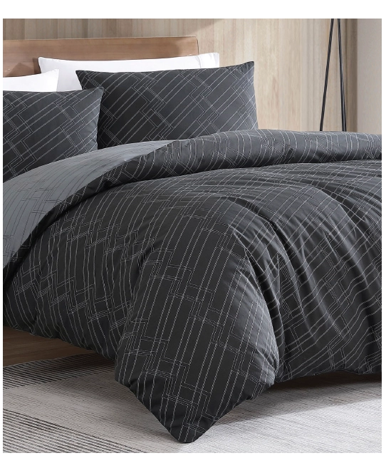 Kenneth Cole Diagonal Stitch Quilt Cover Set Black Multicoloured