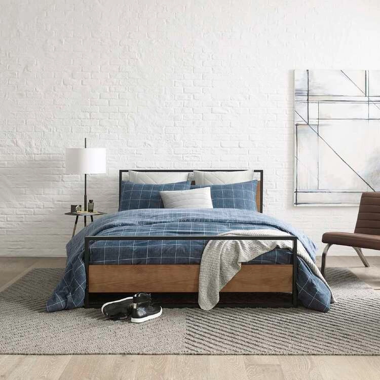 Kenneth Cole Holden Grid Quilt Cover Set Indigo