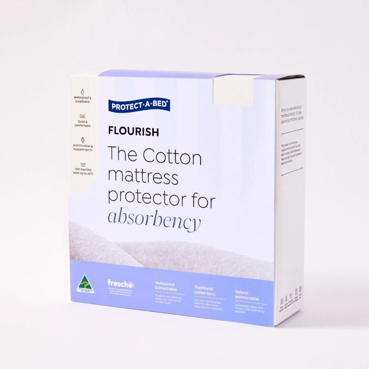 Protect-A-Bed Flourish Cotton Terry Waterproof Mattress Protector White Queen