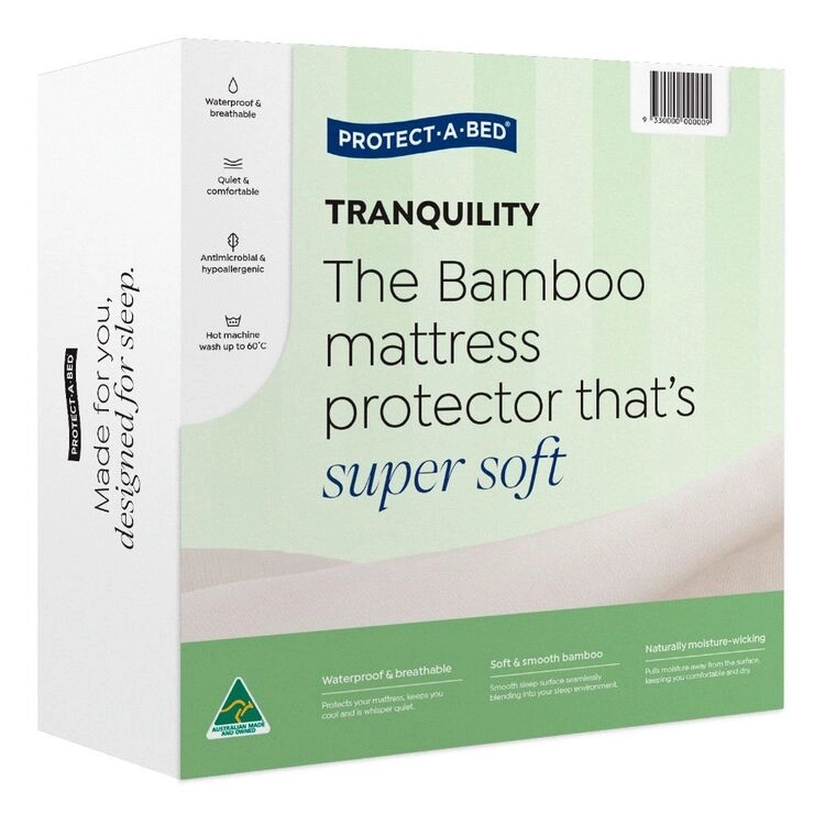 Protect-A-Bed Tranquility Bamboo Jersey Waterproof Mattress Protector White Queen