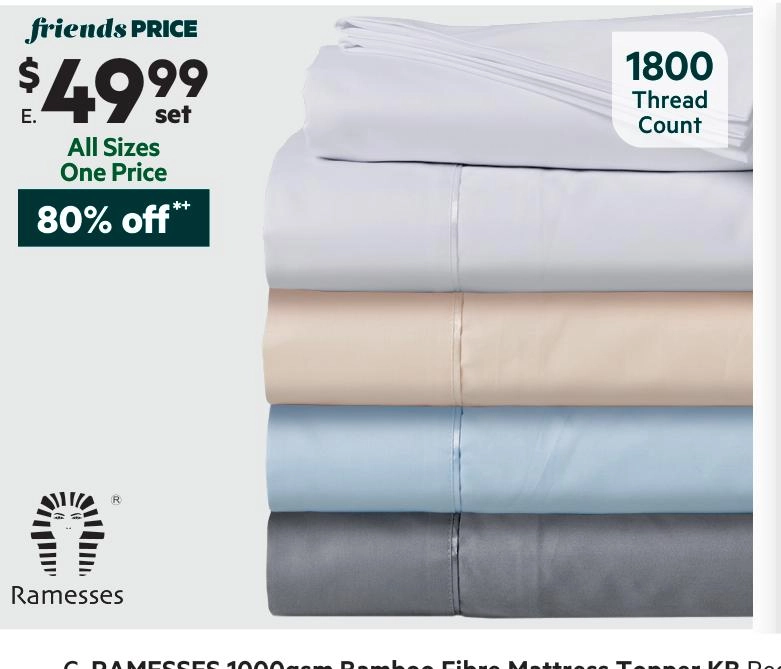 Ramesses 1800 Thread Count Cotton Rich Sheet Set Pearl Blue