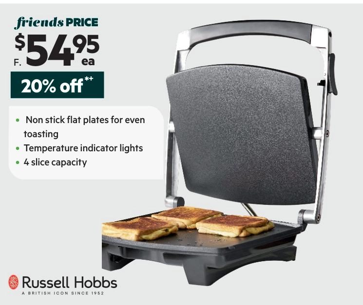 Russell Hobbs 4 Slice Sandwich Press Black RHSP801BLK