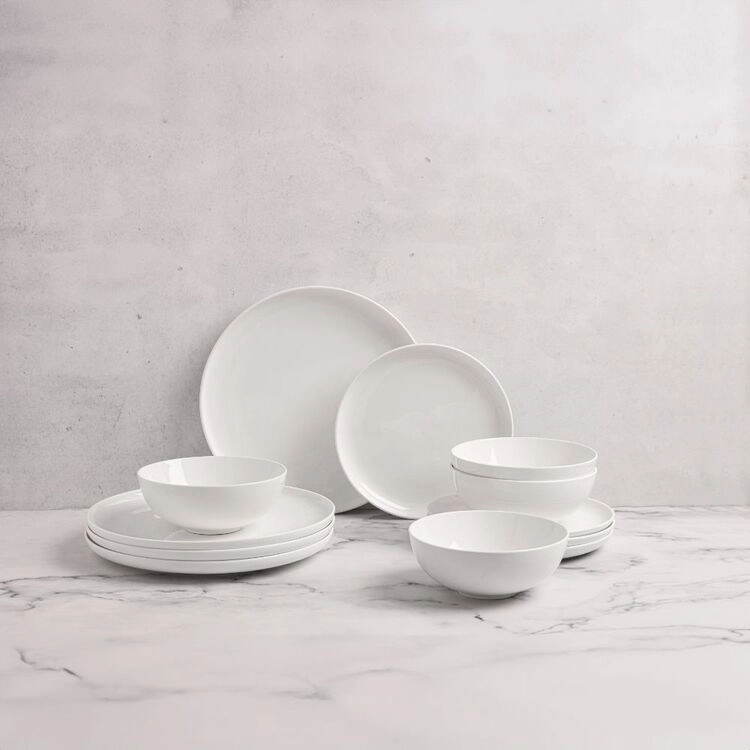  Soren Oxford Coupe 12 Piece Dinner Set White