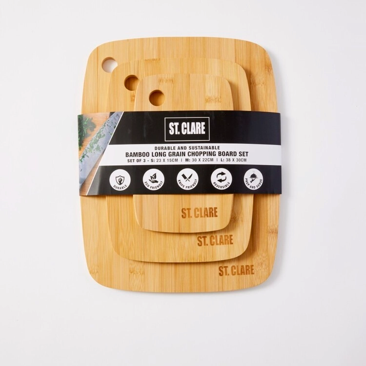 St Clare Bamboo Long Grain Chopping Board Set