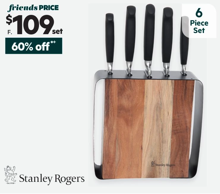 Stanley Rogers 6-Piece Framed Acacia Knife Block Set