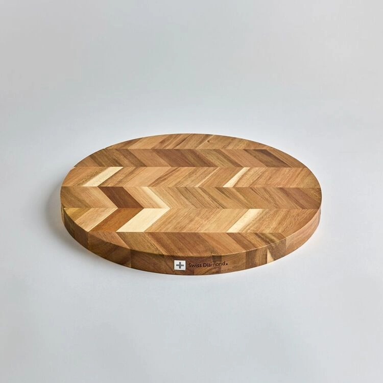 Swiss Diamond Herringbone 38 x 38 x 3 cm Acacia Round Chopping Board