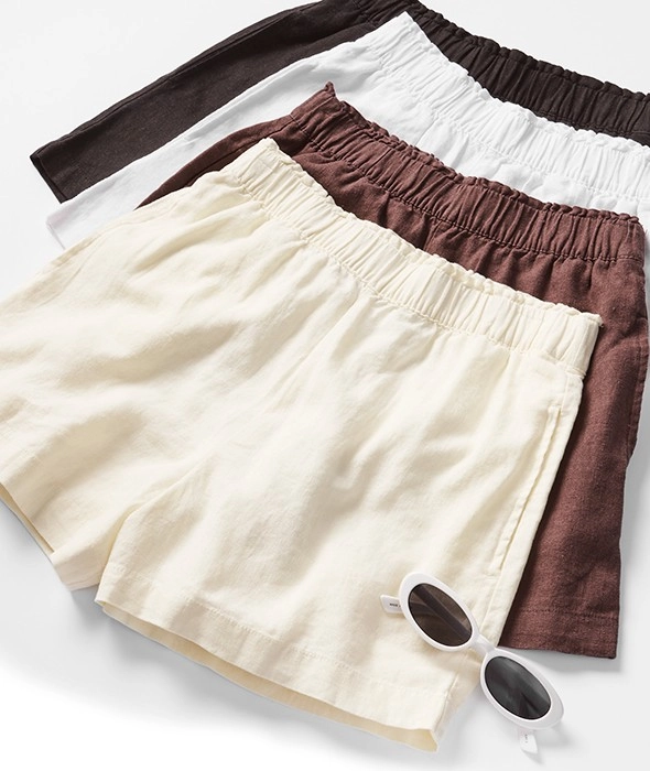 Linen Blend Pull On Shorts