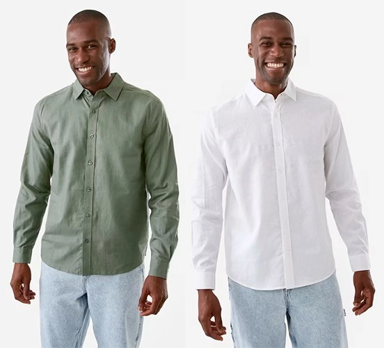 Long Sleeve Solid Linen Blend Shirt