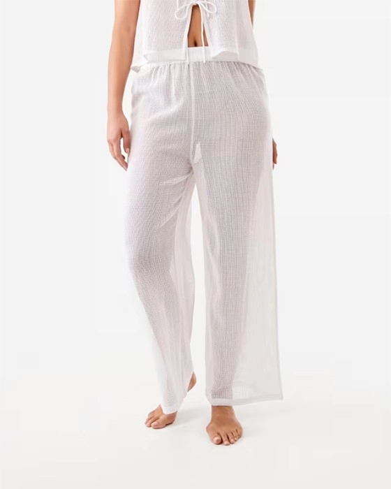 Open Mesh Wide Leg Pants