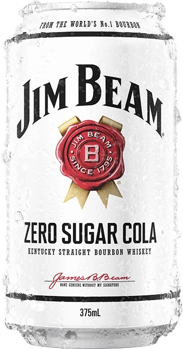 Jim Beam White Label Bourbon & Zero Sugar Cola Cans 10 Pack 375mL