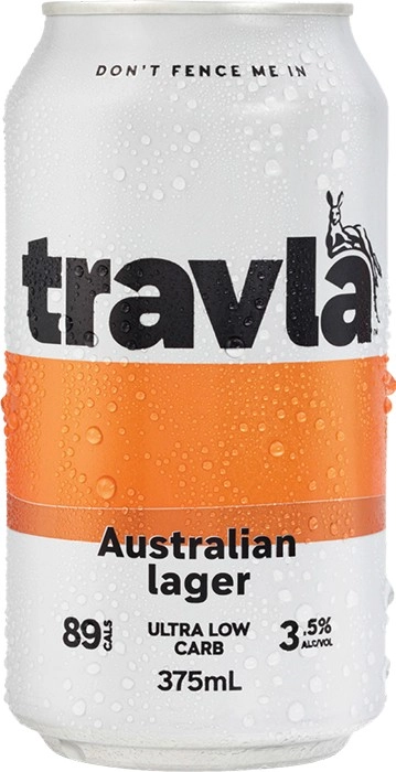 Travla Mid Strength Lager Cans 375mL