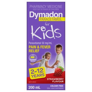 Dymadon For Kids 2 to 12 Years Liquid Paracetamol Strawberry 200mL