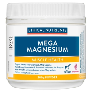 Ethical Nutrients Mega Magnesium Powder Raspberry Flavour 200g