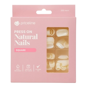 Priceline Press On Natural Nails Square 1 Kit