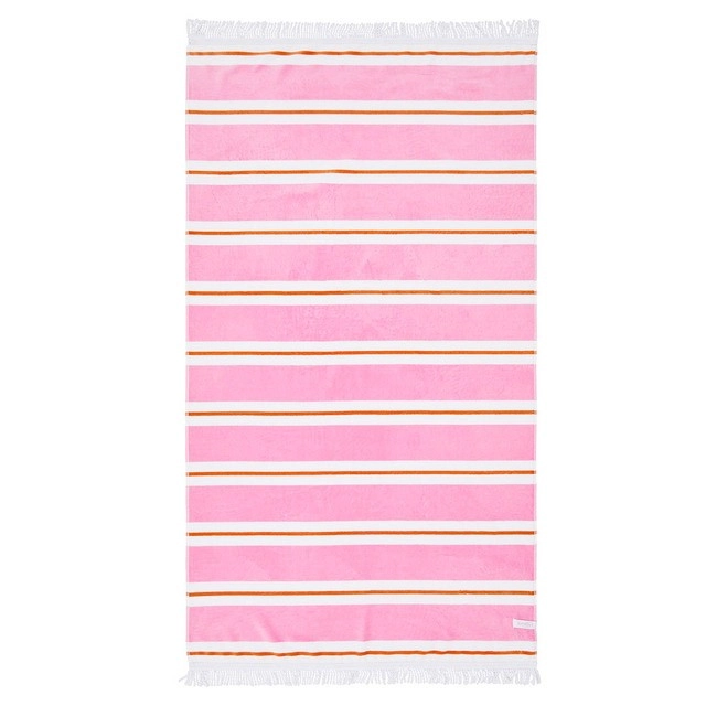 Aegean Pink/Orange Stripe Large Beach Towel by Pillow Talk