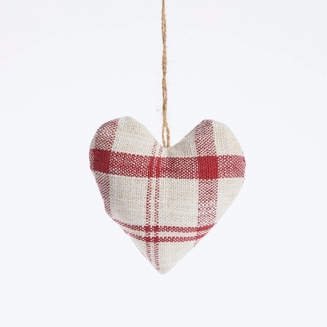 Christmas Heart Red Check Hanging Decoration by Habitat