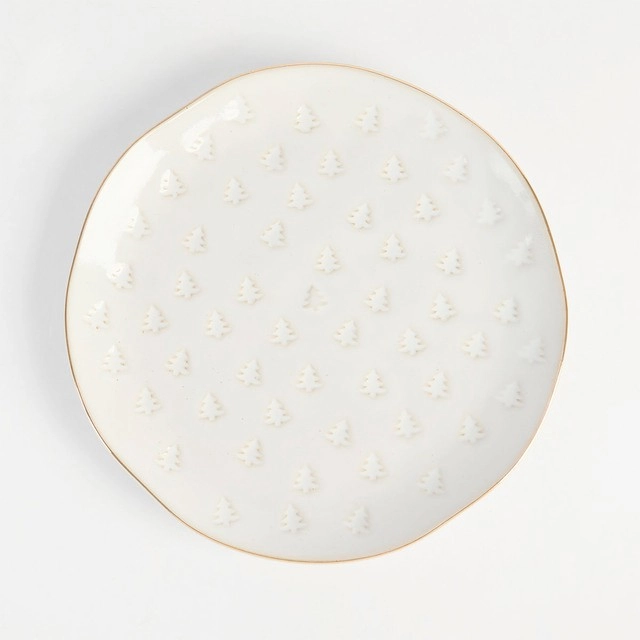 Christmas Tree Gold Rim Dinner Plate by Habitat