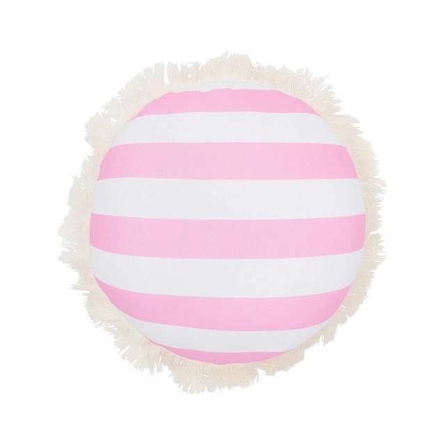 Marlowe Stripe Bright Pink White Beach Pillow by Pillow Talk