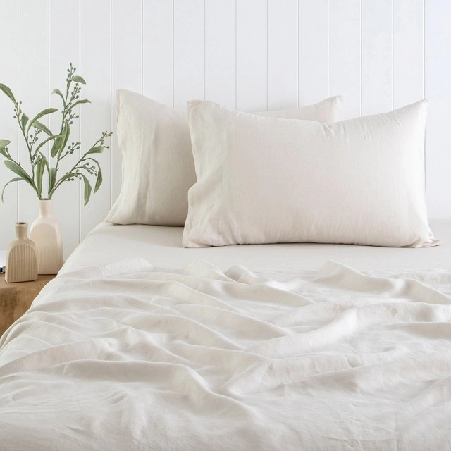 Washed Linen Natural Standard Pillowcase Pair by M.U.S.E.