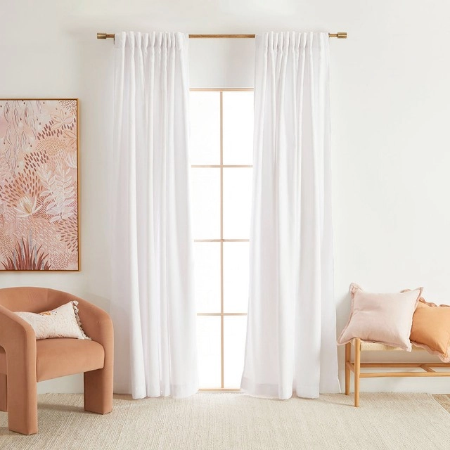 Aspen White Triple Weave Room Darkening Curtains by Habitat