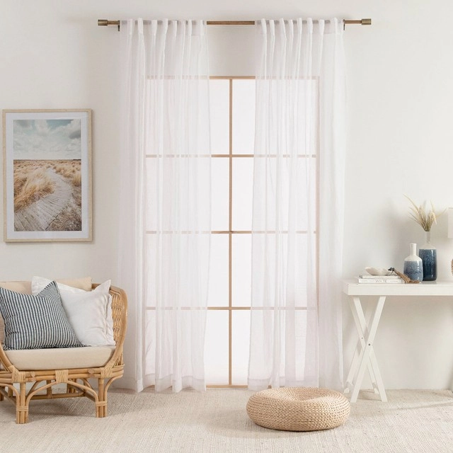 Beachley Sheer White Curtain Pair by Essentials