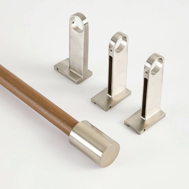 Calvin Extendable Walnut Look Nickel Rod Set by Habitat