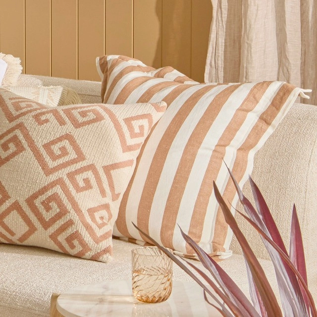 Frankie Stripe Feather Cushion by M.U.S.E.