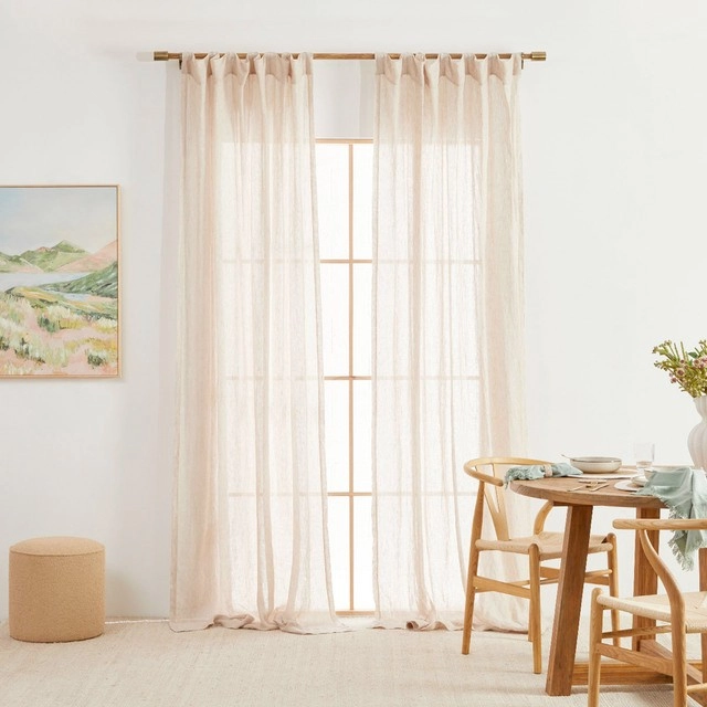 Washed Linen Natural Sheer Curtain Pair by M.U.S.E.