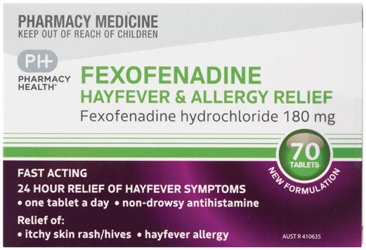 Pharmacy Health Fexofenadine Hayfever & Allergy Relief 70 Tablets