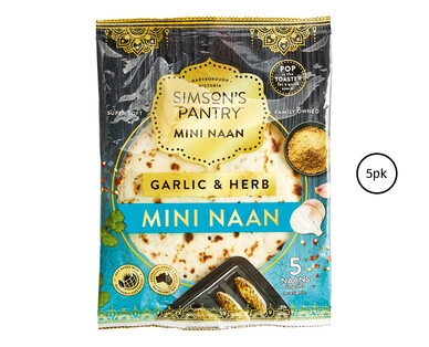 Simson’s Pantry Garlic and Herb Mini Naans 5pk/225g