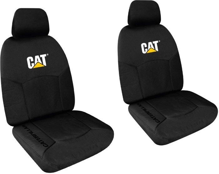 Caterpillar Canvas Icon Seat Covers Black Front