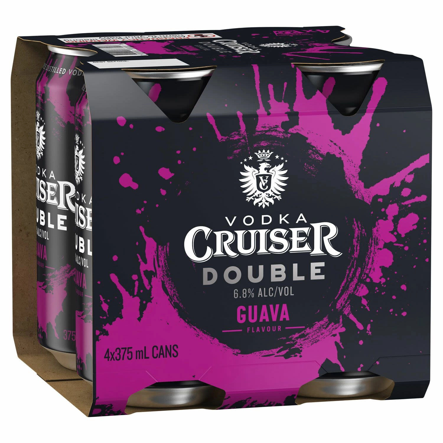 Vodka Cruiser Double Black Guava 6.8% Can 375ml 4 Pack